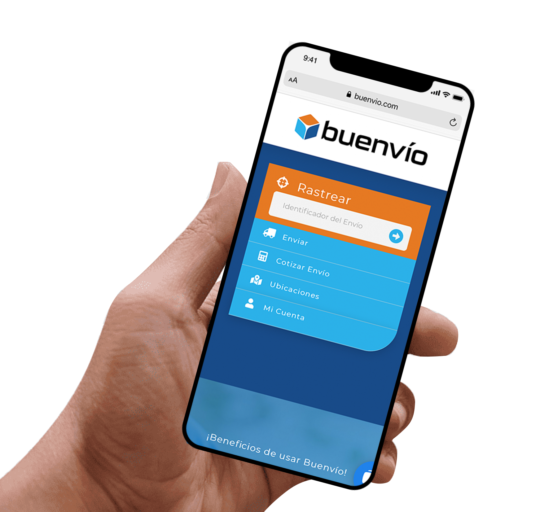 Teléfono con la app de buenvío