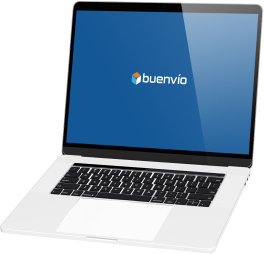 Laptop con buenvío.com en pantalla